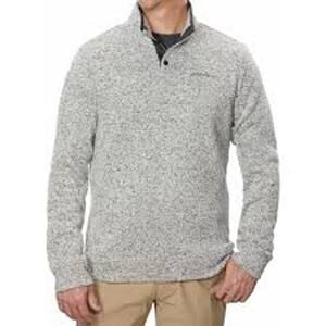 Eddie Bauer Men's Radiator Fleece snap mock pullover light gray size Large